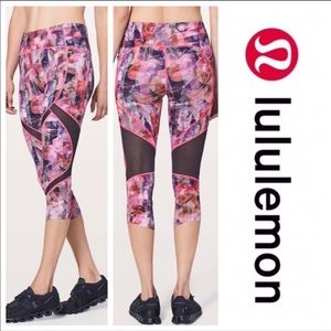 Rare Lululemon On Pace Crop Sun Dazed Multi Pink